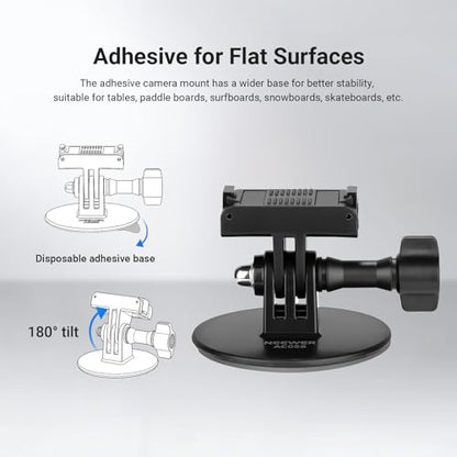 NEEWER Adhesive Base Mount Kit Compatible with DJI Osmo Nano/Osmo 360/Action 6 5 Pro 4 3, Magnetic Quick Release Adapter Stand Bracket Action Camera Accessories for POV Video Recording, AC058 - style: AC058
