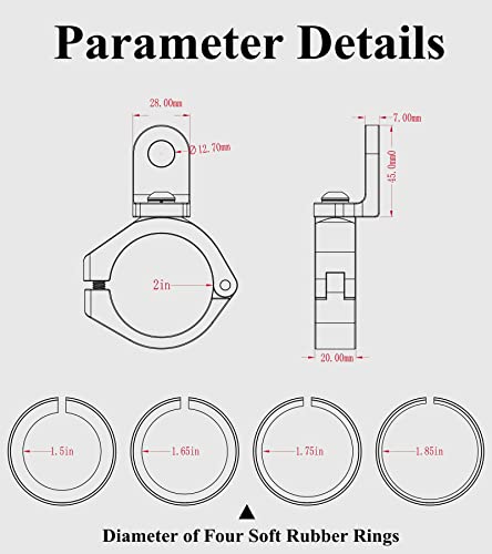 BRCOVAN 2PCS UTV Whip Light Mounts, Off-Road LED Light Bar Mounting Bracket | Solid Aluminum Alloy Materials, 360° Adjustable Whip Flag Mount Fit 1.5''/1.65'' /1.75''/1.85''/2'' Roll Cage Bars