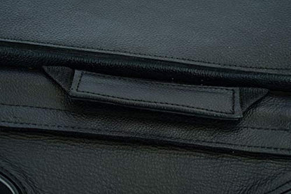 Motorcycle 2 Pc Throw over Concealed carry gun pocket Genuine Leather Zip Off Saddlebag Flame Blk