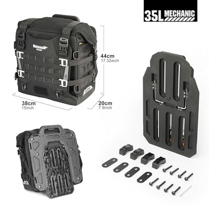 Rhinowalk Motorcycle Saddlebag 35L Waterproof, Quick Release Motorbike Side Bag, Universal Fit Motorcycle Side Bag (1-Piece) - color: Black 35L