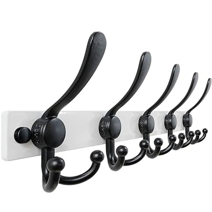 Dseap Coat Rack Wall Mount, Heavy Duty 12-Gauge Base vs Flimsy 1mm, Double-Thick Solid Anti-Snap Hooks, 16” Stud-Mount, Stainless Steel Hanger for Clothes Hat Entryway Closet Mudroom, White & Black - color: White/Black, size: L=17" (1pcs)