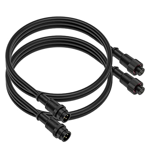 BTF-LIGHTING 6.56FT 3 Pin 0.75mm²/18AWG IP67 Extension Cable Wire with Male and Female Connectors for WS2811 WS2812B SK6812 etc LED Strip 15mm Metal Nut Big Size Home Lighting Connector - color: 1to1 6.5ft, size: 3 Pin Big Size