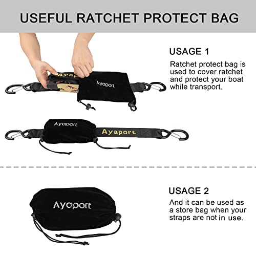 Ayaport Boat Trailer Transom Tie Down Straps for Boat Jet ski Kayak Canoe 4 Feet 1.6 inches 5000lbs Break Strength Heavy Duty Ratchet Straps with S Hooks, Pack of 2 - size: 1.6" x 4'