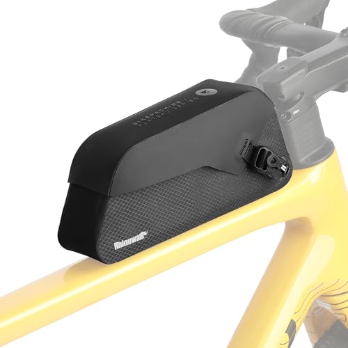 Rhinowalk Bike Top Tube Bag Waterproof IPX4 Magnetic Closure Frame Pouch for Road & MTB Slim Fit (Size 1.0L) - color: Black Toptube Bag, size: 1.0 L