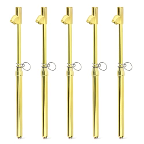 MEANLIN MEASURE 5PCS Gold Double Straight Type Tire Pressure Gauge, Dual Head Air Pressure Gauge, Pressure Range 10-150 Psi (Suitable for Trucks, etc.) - color: Gold, size: 10-150Psi(5)