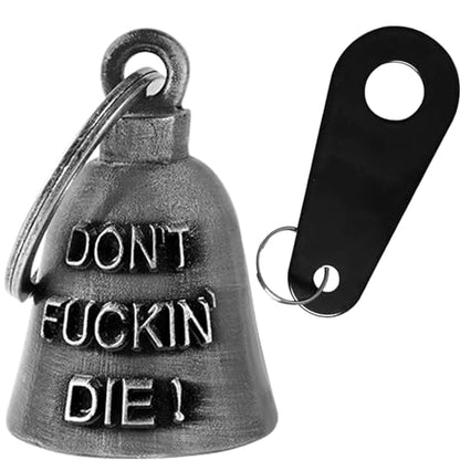 Dream Apparel Motorcycle Bell Guardian Angel Drive Away Gremlin, Biker Bell for Men Women Rider Riding, Good Luck Gift - color: Don't Fuckin' Die!