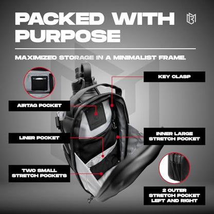 Magnetic Gym Bag for Men and Women – Sling Bottle Bag with Magnetic Attachment | Water Bottle Holder, Gym Pouch, Crossbody Bag for Sports & Travel, (Black - 64oz) - color: Black - 64 oz