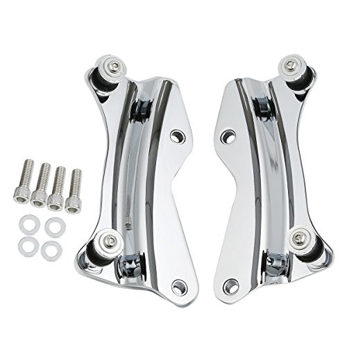 XFMT 5.5" Gunship Gray Razor Trunk W/Backrest Pad + Chrome Mount Bracket + Docking Kit For Harley Touring Road King Street Glide Road Glide Electra Glide Ultra Classic 2014-Later - color: Gunship Gray Set 9