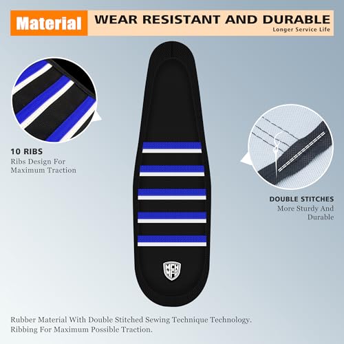 Ribbed Ebike Seat Cover Compatible with Ridstar Q20 Electric Bike Non-Slip Waterproof Anti-UV Protect Seat Cushion (Blue White) - color: Blue White