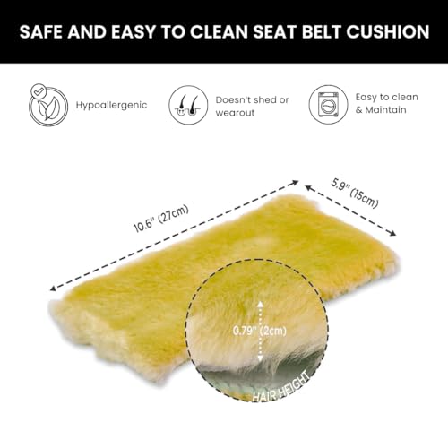 Andalus Genuine Sheepskin Car Seat Belt Cover Pad – Soft Fuzzy, Comfy Fluffy Seatbelt Covers, Shoulder Pad Neck Cushion Protector, Car Accessories for Woman, Man, Girl (Lemon Yellow, 2-Pack) - color: Lemon Yellow
