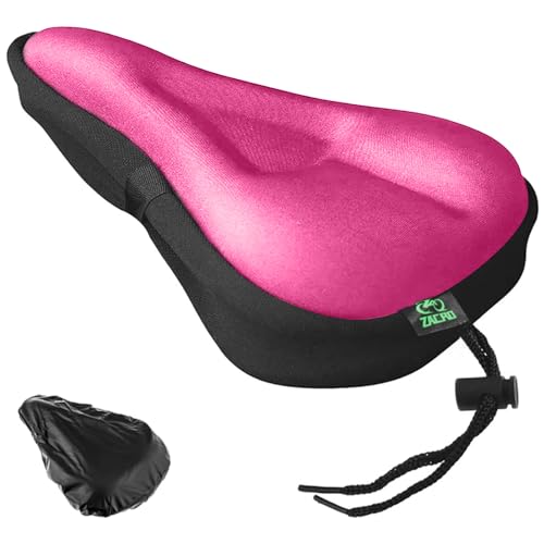 Zacro Bike Seat Cushion - Gel Padded Bike Seat Cover for Men Women Comfort, Extra Soft Exercise Bicycle Seat Compatible with Peloton, Outdoor & Indoor Bike Saddles - color: Pink, style: Small