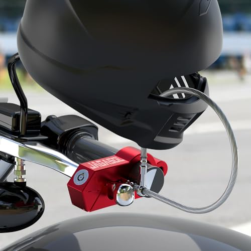 JAGASOL Motorcycle Lock Combo: Helmet & Brake Anti-Theft Handlebar Lock for Moped, Motorbike, Scooters, ATV, Dirt Bike, Street Bike - color: Red