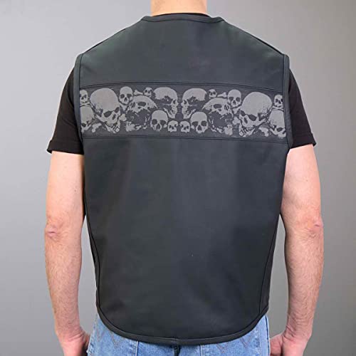 Hot Leathers Men’s Black Premium Matte Leather Ancient Skulls Conceal & Carry Motorcycle Vest - color: Vsm2003-black, size: XX-Large