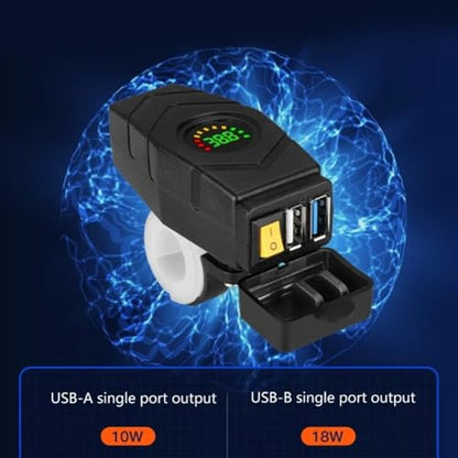 C1FB 20-80V E-Bike Handlebar USB Charger 24V 36V 48V 60V QC3.0 Quick Charger Adapter(Blue Light) Easy to Use