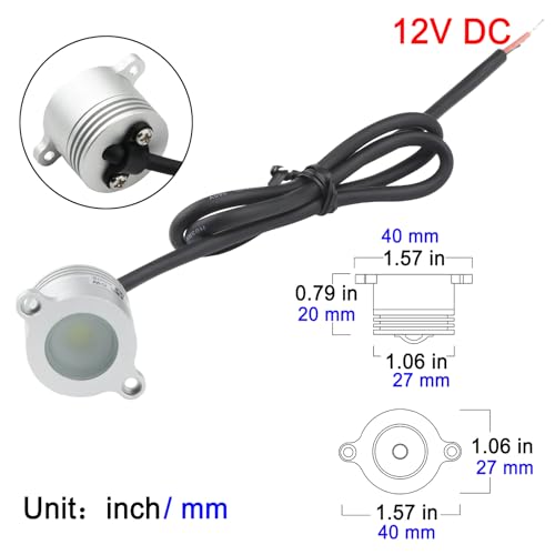 LED Railing Light - Flat Surface‌, 1W 12V DC, Recessed Rail Lights, IP65 Waterproof, Horizontal Curved Convex Plane Step Stair Handrail Lighting,Warm White 3000K (1 Pack)