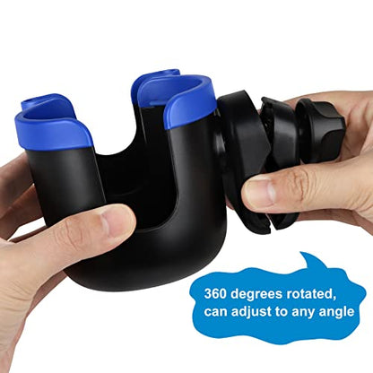 Accmor Stroller Cup Holder with Phone Holder, Bike Cup Holder, Universal Cup Holder for Uppababy Nuna Doona Strollers, 2-in-1 Cup Holder for Walker, Wheelchair, Scooter - color: Mix Blue