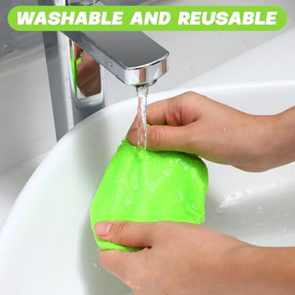 Potchen 8 Pcs Car Windshield Cleaner Tool Kit with Extendable Handle, Microfiber Towel Pads, Brush, Empty Spray Bottle for Auto Glass Wiper Suvs Rvs & Home Windows (Green) - color: Green