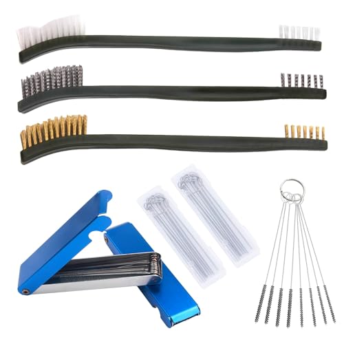 8 Pack Carburetor Cleaning Kit, Torch Tip Carb Dirt Remove Cleaner Set, Throttle Body Dirt Cleaner for Chainsaw Gas Orifices Welding Motorcycle ATV Carburetor Jet Stove Nozzles Shower Heads - style: 46 Cleaning Wires & 8 Needles & 3 Brush