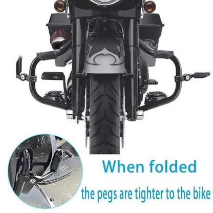 Highway Pegs for Harley Davidson, Universal Motorcycle Footrest, 1.25" Engine Guard Mount,Long Black Aluminum, Anti-Slip Design | Highway Footpegs Universa 1.25" Engine Guard Mount,Long Black Aluminum, Anti-Slip Design
