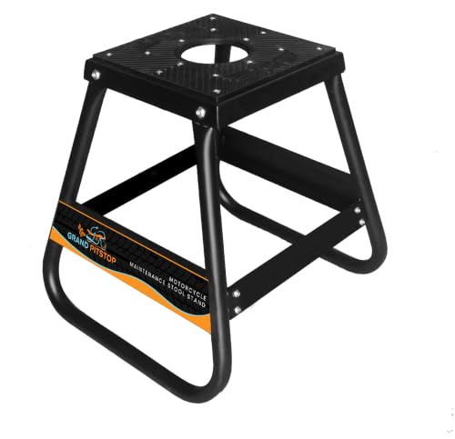 GRAND PITSTOP Heavy Duty Motorcycle Stand - Universal Dirt Bike Maintenance Stand, Powder Coated Steel, Non-Slip Off-Road MX Stand (Black)
