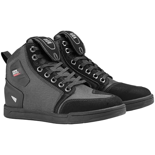 KEMIMOTO Motorcycle Shoes with Thick Heel Protective Gear Casual Anti-Slip Street Motorcycle Riding Boots for Men - color: Black, size: 10.5