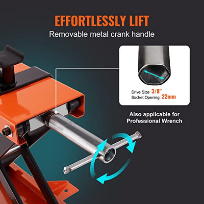 VEVOR Motorcycle Lift, 1100 LBS Motorcycle Center Scissor Lift Jack with Saddle & Safety Pin, Steel Motorcycle Jack Hoist Stand for Street Bikes, Cruiser Bikes, Touring Motorcycles