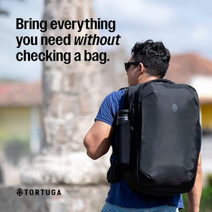 Tortuga 40L Travel Backpack Lite, Black - Large Carry-On Travel Bag | For Men and Women - Durable, Comfortable, Easy to Pack, Airline-Approved Bag with Laptop Compartment