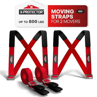 X-Protector Moving Straps - 2 Pairs - Lifting Straps for 2 Movers - Furniture Moving Straps to Move Furniture Easily and Safely - Perfect for Lifting and Moving Equipment, Appliances, Heavy Objects! - style: Moving Straps (Standard)