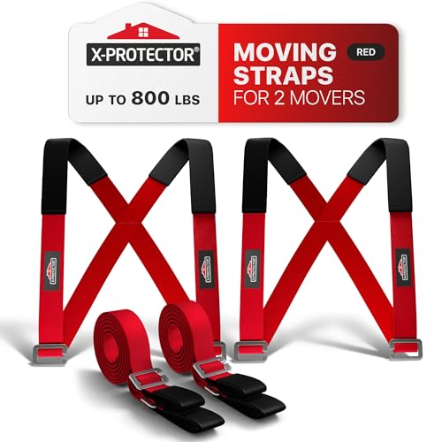 X-Protector Moving Straps - 2 Pairs - Lifting Straps for 2 Movers - Furniture Moving Straps to Move Furniture Easily and Safely - Perfect for Lifting and Moving Equipment, Appliances, Heavy Objects! - style: Moving Straps (Standard)