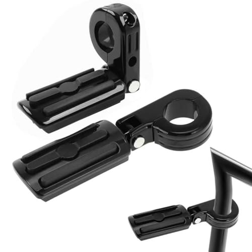 1.25" Motorcycle Adjustable Foot Pegs, Black Foot Pedal Bracket Clamp for Harley Davidson Touring Road King Road Glide Street Glide Electra Glide Dyna Sportster Softail 1 1/4" Crush Bar - color: Small, size: B02-black