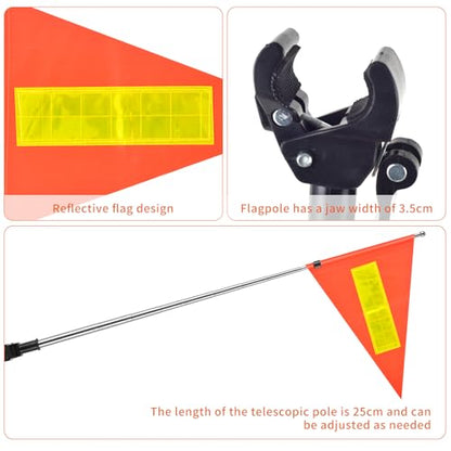 Golf Cart Flag 8.6 x 11.8 Inches Orange Safety Flag with Reflective Strips and PVC Flagpole - color: Orange