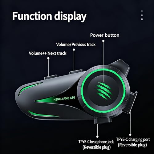 Sanpyl Bluetooth Motorcycle Helmet Headset, Wireless Helmet Headphones with AI Noise Canceling Mic, RGB Lights, 30H Playtime, for Riding