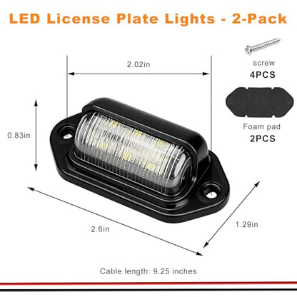 2 PCS LED License Plate Light, 12V-30V DC 6-SMD Super Bright Car License Plate Lamp, Waterproof Step Courtesy Dome Cargo Replacement Light for Car Truck SUV Van RV Trailer (Black) - color: Black, 2 PCS