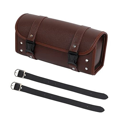 X AUTOHAUX Motorcycle Tool Bag Handlebar Bags Cycling Luggage Bag Waterproof PU Leather Square Brown 11.81"x5.12''