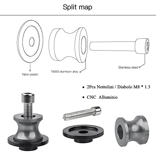 2pcs M8*1.5 Motorcycle Swing Arm Sliders Spools 8mm for Suzuki GSXR 600 750 1992-2024 GSX-R 1000 2001-2024 GSXS 600 750 1000 GSX-8R GSX-8S 2023 -Gray - color: Spool - Gray