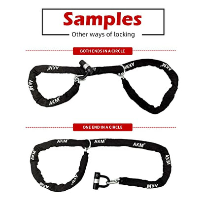 AKM Motorcycle Lock Chain Lock Anti-Theft 6.56ft/250cm Super Long Durable 12mm Thick Bike Chain Lock with 4 Keys Security 16mm U Lock,for Motorcycles,Containers,Trailers,ATV - size: 6.56ft/200cm x 12mm Diameter Chain with Lock