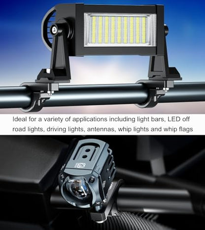 BRCOVAN 2PCS, Metal Light Bar Mounts, Off-Road LED Light Mounting Bracket | Fit for Round Rails 0.75" / 0.875'' / 1" / 1.125'' /1.26" / 1.375'' in Diameter, for Motorcycle ATV UTV Boat Truck