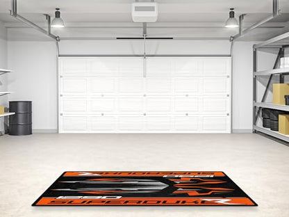 Garage Mat for KTM 1290 Superduke R Motorcycle Model, Parking mat, Pit Mat, Washable Non-Slip Garage and Showroom Floor Carpet-Rug (Size 2: 102 x 47/260 x 120 cm) - size: 3'11" x 8'6"
