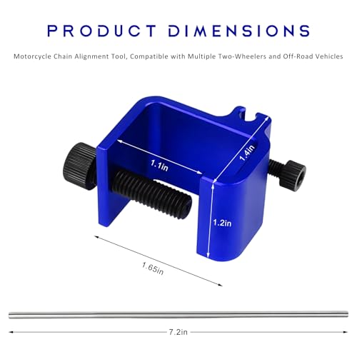 Chain Alignment Tool for Motorcycle, Professional Aluminum Alloy Sprocket Chain Adjustment Tool, Quick & Accurate Alignment Tools for ATV Scooter Dirt Bike Chains Maintenance (Blue) - color: Blue