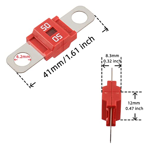 BOJACK 50 Amp AMI/Midi Fuse Holders and High Current Bolt-on Midi Fuses 50A for Cars Trucks Vehicles (Pack of 2 - style: 50 A