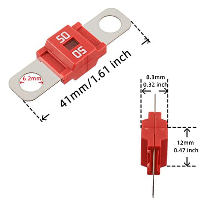BOJACK 50 Amp AMI/Midi Fuse Holders and High Current Bolt-on Midi Fuses 50A for Cars Trucks Vehicles (Pack of 2 - style: 50 A
