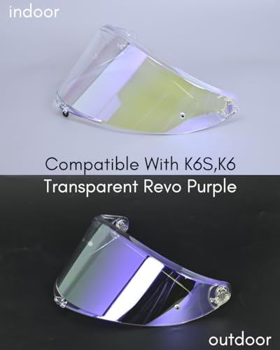Compatible With K6S Visor K6 Face Shield Replacement Tinted Visor Helmet Accessories (Transparent Revo Purple) - color: Transparent Revo Purple