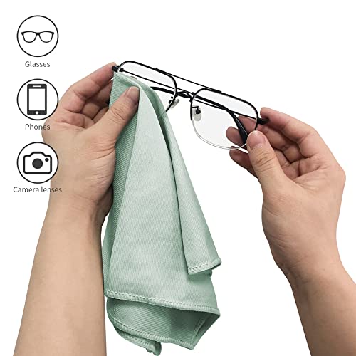 Puomue 6 Pack Microfiber Glass Cleaning Cloth, 16 Inch X 16 Inch, Lint Free Quickly Clean Window, Glasses, Windshields, Mirrors, and Stainless Steel, Green - color: Green