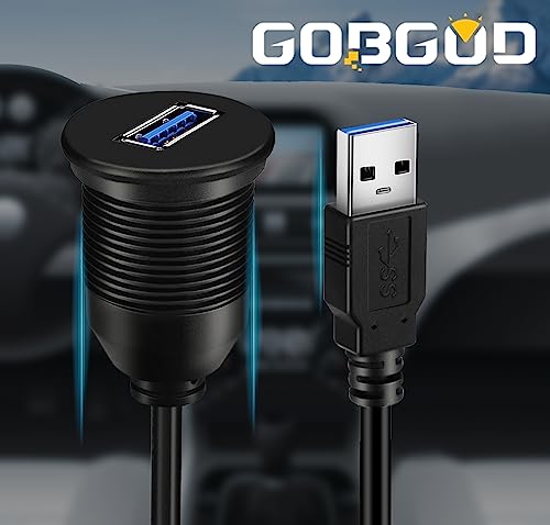 Single Port USB 3.0 Car Flush Mount Cable, USB Dash Mount Adapter Male to Female for Car Truck Boat Motorcycle Dashboard Panel 1ft - style: Single Port 1ft