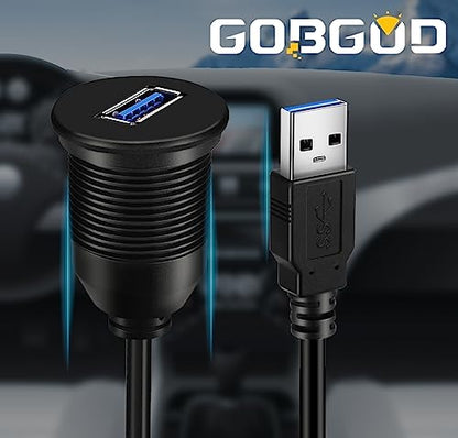 Single Port USB 3.0 Car Flush Mount Cable, USB Dash Mount Adapter Male to Female for Car Truck Boat Motorcycle Dashboard Panel 1ft - style: Single Port 1ft