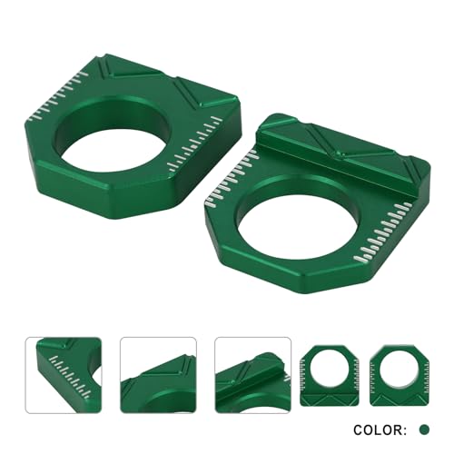 Dirt Bike Rear Axle Block CNC Motorcycle Chain Tensioner Adjuster for KX450F 16-18 KX250F 17-19 KX250 KX450 19-24 KX250X KX450X 22-24 Green - color: green