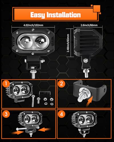UNI-SHINE 2 pcs Amber Led Pod Lights 4 inch Off Road Led Spot Lights Driving Cube Light for Truck ATV UTV SUV Boat Motorcycle - color: Amber Spot