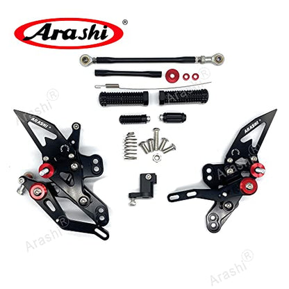 Arashi Version 2.0 Adjustable Rearsets for Honda CBR650R CB650R CBR650F 2019-2025, Black - color: Black, size: CBR650R CB650R CBR650F 2019-2025