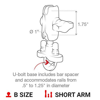RAM MOUNTS Motorcycle Handlebar Phone Mount with U-Bolt Base, X-Grip Universal Cell Phone Holder with Short Arm for Bike, ATV, Scooter RAM-B-149Z-A-UN10U - style: Large Phones