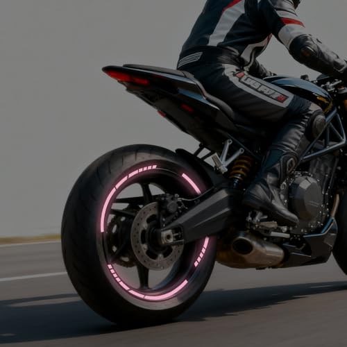 12PCS Reflective Car Wheel Stickers, Night Safety Warning Bicycle Stickers, Anti-Scratch Reflective Rim Decals for Car Motorcycle Cycling Bike (Pink) - color: Pink